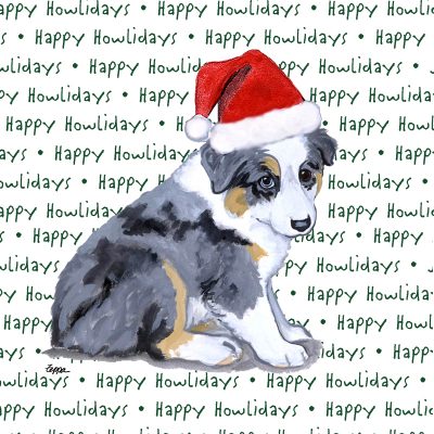 Australian Shepherd Dog Coasters Christmas Themed Puppy