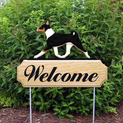 Basenji Outdoor Welcome Yard Sign Tri-Color