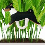 Tri Colored Basenji Figure Attached to Stake to be Placed in Ground or Garden