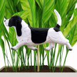 Black & White Basset Hound Figure Attached to Stake to be Placed in Ground or Garden