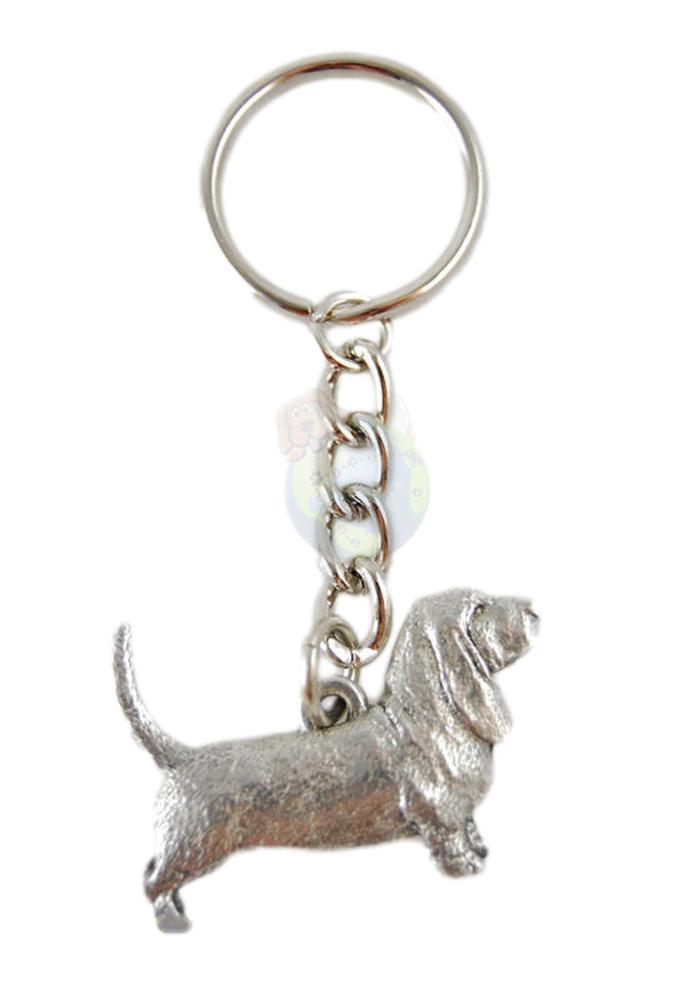Basset Hound silver covered keyring high quality keychain Art Dog 3rd kind 