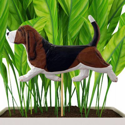 Basset Hound Figure Attached to Stake to be Placed in Ground or Garden