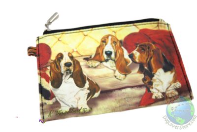 Basset Hounds Sitting on Couch Design on Zippered Coin Pouch
