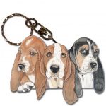 Basset Hound Wooden Dog Breed Keychain Key Ring