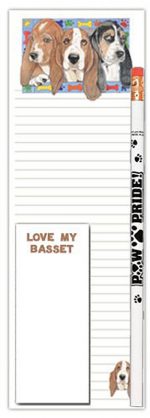 Basset Hound Dog Notepads To Do List Pad Pencil Gift Set