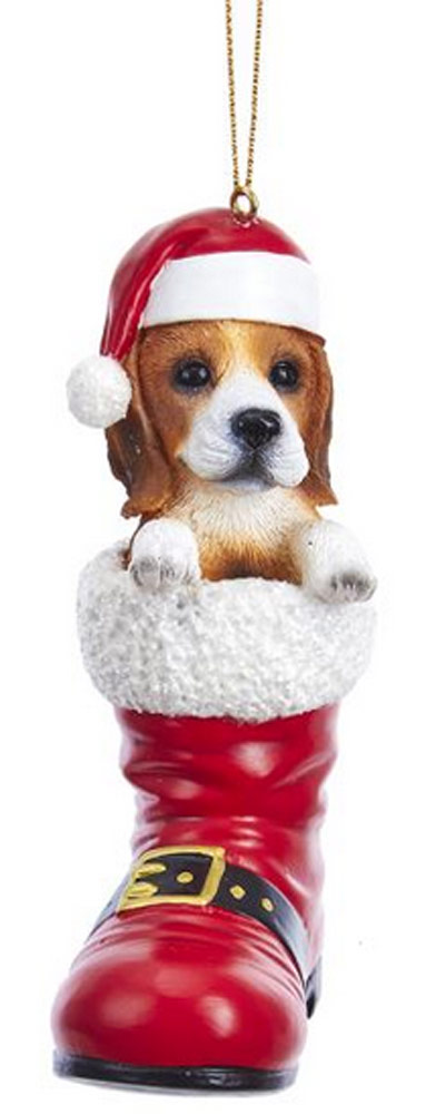 Beagle Santa Boot Ornament