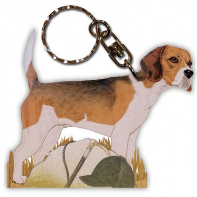 Beagle Wooden Dog Breed Keychain Key Ring