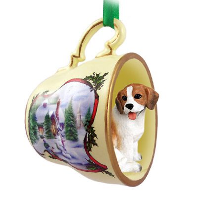 Beagle Dog Christmas Holiday Teacup Ornament Figurine