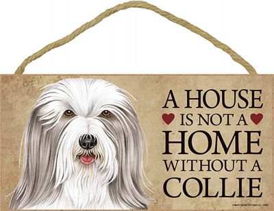 Bearded Collie Wood Dog Sign Wall Plaque Photo Display 5 x 10 + Bonus Coaster