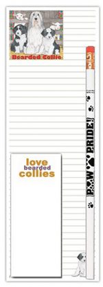 Bearded Collie Dog Notepads To Do List Pad Pencil Gift Set