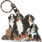 Bernese Mountain Dog Wooden Dog Breed Keychain Key Ring