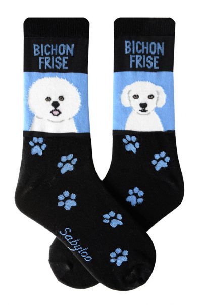Bichon Standard and Bichon Puppy Cut Socks Blue and Black in Color