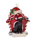 Black Lab Dog House Ornament