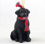 Black Labrador Dog Christmas Ornament Scarf Figurine