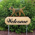 Border Terrier Outdoor Welcome Garden Sign Brown in Color