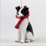 Border Collie Dog Christmas Ornament Scarf Figurine