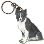Border Collie Wooden Dog Breed Keychain Key Ring