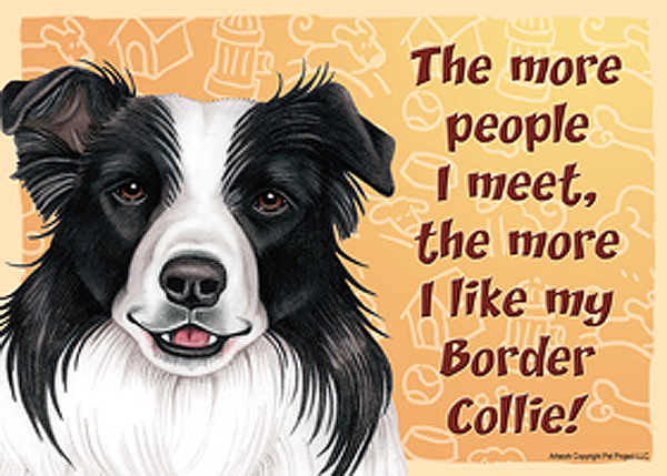 Border Collie Dog Sign Wall Plaque Magnet Velcro 5x7 - More People I ...