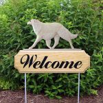 Borzoi Outdoor Welcome Yard Sign Cream in Color