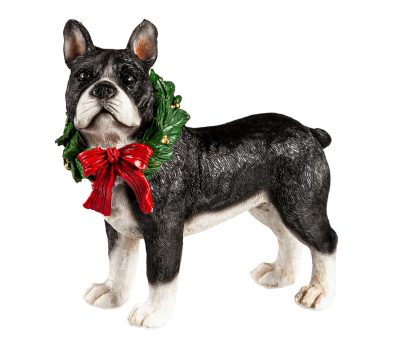 boston terrier Christmas figure