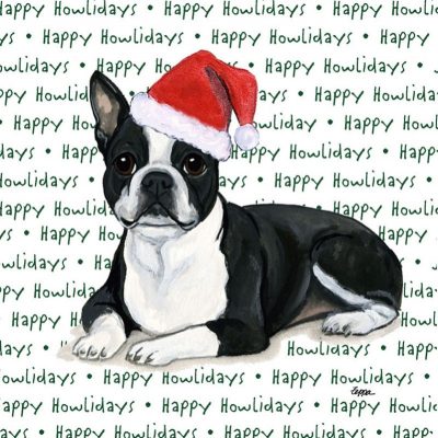 Boston Terrier Dog Coasters Christmas Themed