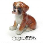 Boxer Hand Painted Porcelain Miniature Figurine Puppy