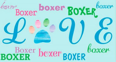 Boxer Rectangular Magnet That Says Love & Boxer in a Pattern
