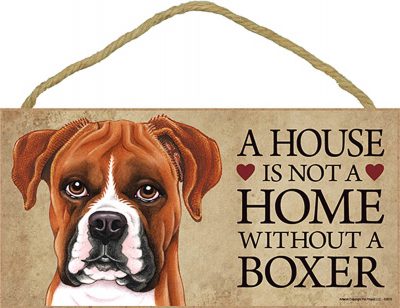 Boxer Uncro Wood Dog Sign Wall Plaque Photo Display A House Is Not A Home 5 x 10 + Bonus Coaster