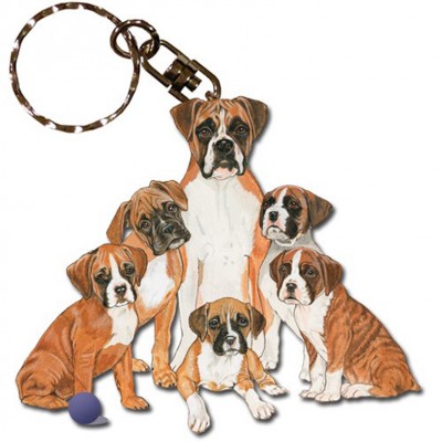 Boxer Wooden Dog Breed Keychain Key Ring