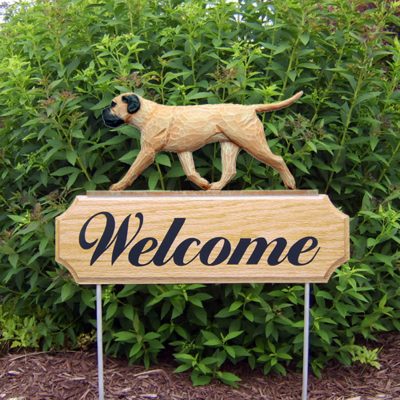 Bull Mastiff Outdoor Welcome Garden Sign Fawn/Tan in Color