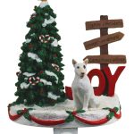 Bull Terrier Stocking Holder Hanger White