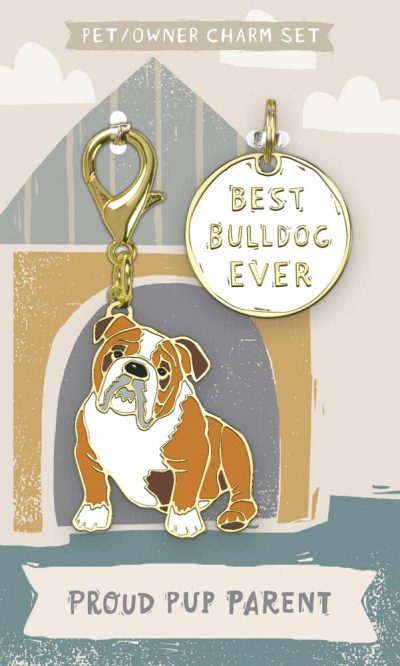 Bulldog Collar Charm and Keychain Set