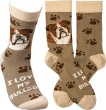 I Love My Bulldog Socks By Kathy