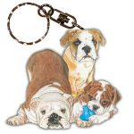 Bulldog Wooden Keychain Family