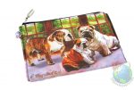 Bulldog Family Sitting in House on Zippered Wallet Pouch