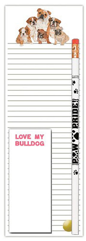 Bulldog Dog Notepads To Do List Pad Pencil Gift Set
