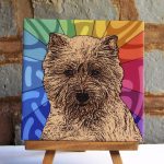 Cairn Terrier Red/Brown Colorful Portrait Original Artwork on Ceramic Tile 4x4 Inches