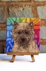 Cairn Terrier Red/Brown Colorful Portrait Original Artwork on Ceramic Tile 4x4 Inches