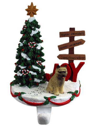 Cairn Terrier Stocking Holder Hanger Red
