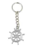 Captains Wheel Keychain Key Chain Ring Fine Pewter Silver