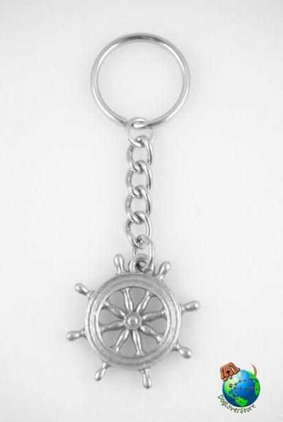 Captains Wheel Keychain Key Chain Ring Fine Pewter Silver