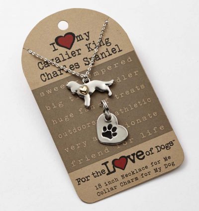 Cavalier King Charles Necklace & Collar Charm Set 16 Inches