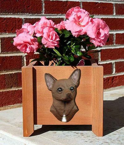 Chihuahua Planter Flower Pot Brown