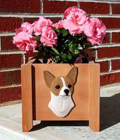 Chihuahua Planter Flower Pot Fawn White