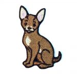 Chihuahua Iron on Embroidered Patch Tan
