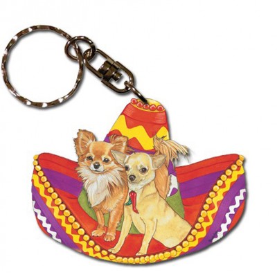 Chihuahua Wooden Dog Breed Keychain Key Ring