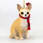 Chihuahua Dog Christmas Ornament Scarf Figurine Tan