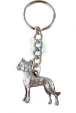Chinese Crested Pewter Keychain