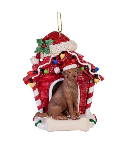Chocolate Lab Dog House Ornament