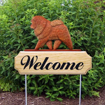 Chow Chow Outdoor Welcome Garden Sign Red in Color